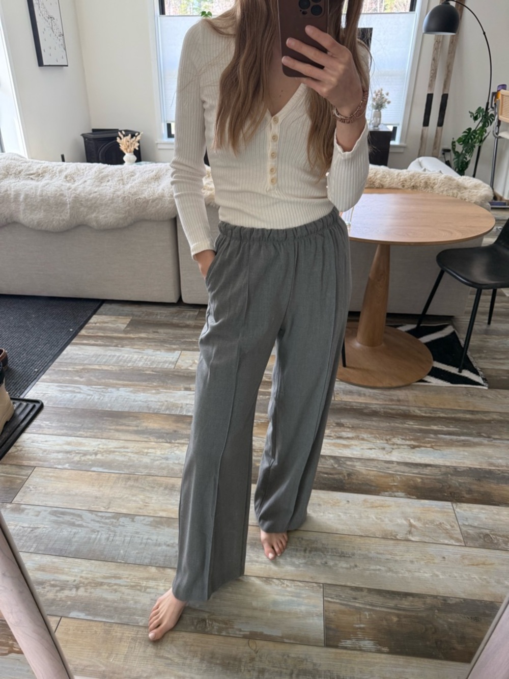 GAP Wide Leg Elastic Waist Gray Trousers